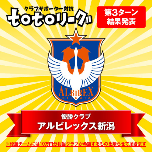 [ toto情報：【totoリーグ第3ターン成績発表】新潟が第3ターン優勝！ ] | J's GOAL | フォトニュース