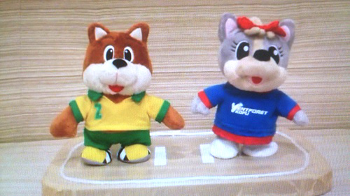 [ おしゃべりトコトコジェフィvsおしゃべり・トコトコ・フォーレちゃんぬいぐるみ（秋田犬vs甲斐犬） ] | J's GOAL | フォトニュース