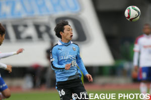 わずかな時間ながらもトップチームデビューを果たした三好選手（川崎Ｆ）。