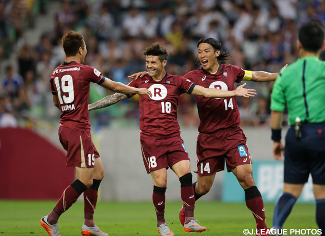 神戸はＪ１ホーム通算100勝を達成できるか。（2015年6月27日撮影）