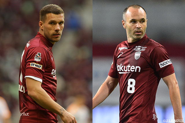 怪我が癒えたポドルスキ（神戸/左）と再来日したイニエスタ（右）。共演なるか注目が集まる