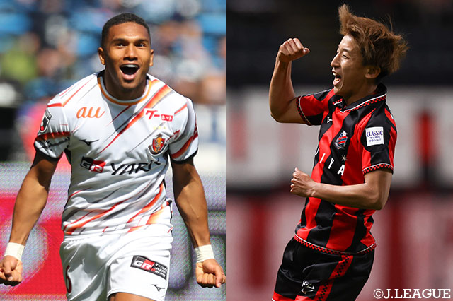 開幕戦でともに2ゴールを奪った名古屋のマテウス(左)、札幌の金子 拓郎にかかる期待は大きい