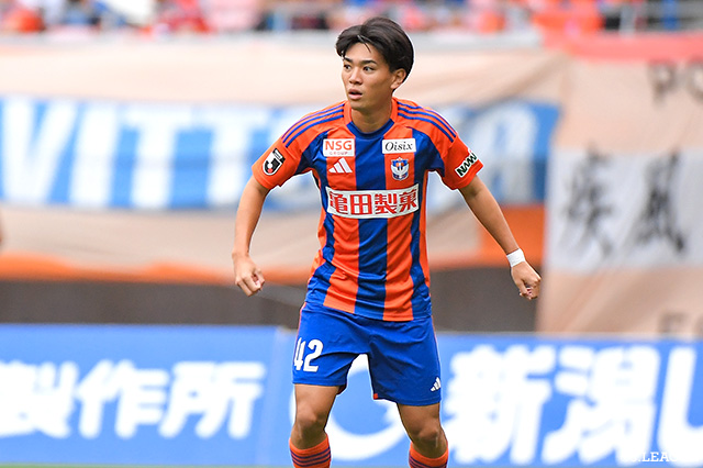 橋本は2024年より新潟に在籍し、今季の明治安田Ｊ１リーグで27試合・0得点の成績でした