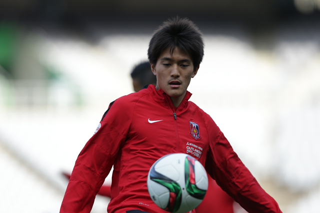 【ＦＸＳＣ２０１５ 浦和 前日練習】ボールを使った練習を行う高木俊幸選手（８／１９）