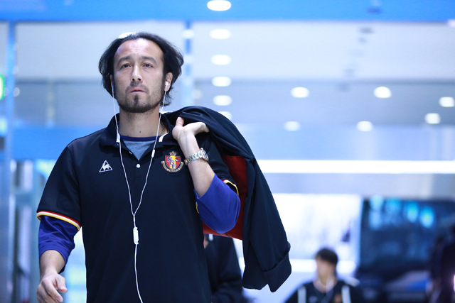 【ＹＮＣ 予選リーグ 第1節 川崎Ｆvs名古屋】試合会場入りする田中マルクス闘莉王選手（名古屋）（4/15）