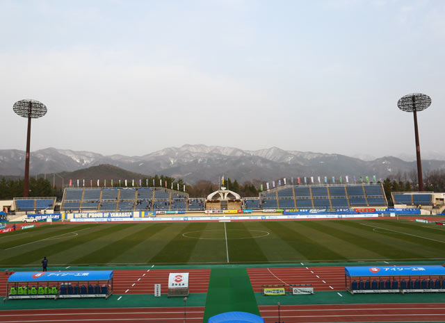 【明治安田Ｊ１ １ｓｔ 第3節 山形vs川崎Ｆ】試合が行われる、ＮＤソフトスタジアム山形（2/15）