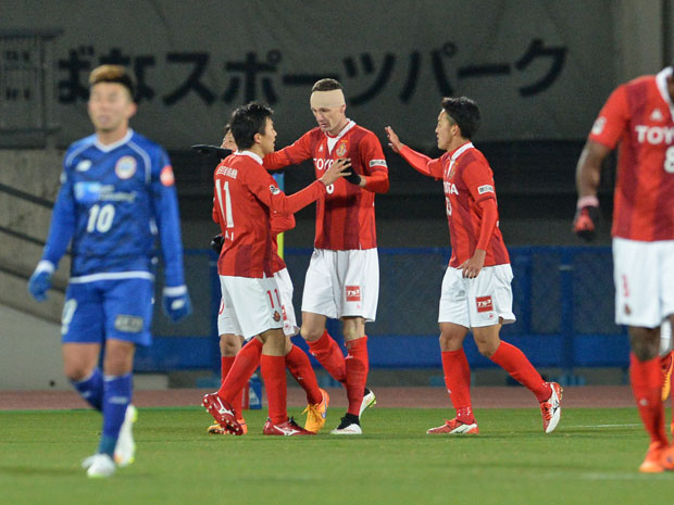 【ＹＮＣ 予選リーグ 第3節 山形vs名古屋】ノヴァコヴィッチ（名古屋）が頭で決め、三度目のリードを奪う（4/5）