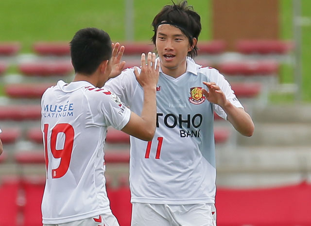 【明治安田Ｊ３ 第5節 琉球vs福島】前半アディショナルタイム1分に同点ゴールを決めた金 弘淵（福島）（2/2）