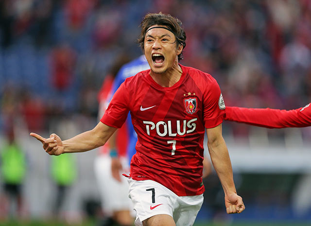 【明治安田Ｊ１ １ｓｔ 第6節 浦和vs横浜FM】前半終了間際に頭で逆転ゴールを決めた梅崎（浦和）（12/12）