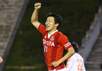 【明治安田Ｊ１ １ｓｔ 第6節 名古屋vs清水】18分に追加点を挙げ、リードを2点に広げた永井（名古屋）（10/13）