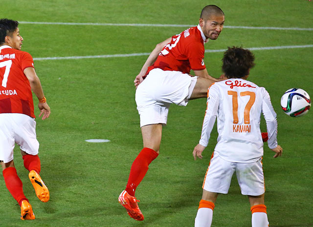 【明治安田Ｊ１ １ｓｔ 第6節 名古屋vs清水】2試合連続となるゴールを頭で押し込んだ川又（名古屋）（12/13）