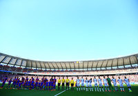 【明治安田Ｊ１ １ｓｔ 第9節 FC東京vs川崎Ｆ】満員の味の素スタジアムで整列する両チームのスターティングメンバー（9/15）