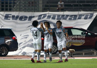 【明治安田Ｊ２ 第18節 群馬vs岡山】30分に先制ゴールを決めた矢島（岡山）（1/３）