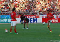 【明治安田Ｊ１ ２ｎｄ 第4節 名古屋vs浦和】真剣な表情でウォーミングアップをする川又　堅碁（名古屋）（1/7）