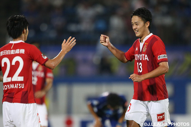 【明治安田Ｊ１ ２ｎｄ 第5節 山形vs名古屋】前半アディショナルタイムに先制ゴールを決めた磯村　亮太（名古屋）（1/5）