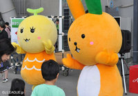 【明治安田Ｊ２ 第27節 東京Ｖvs讃岐】明治安田生命のキャラクター・うさりん＆かめろんはファン・サポーターとふれあった（1/4）