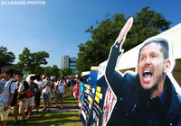 【国際親善試合 鳥栖vsアトレティコ・マドリード】シメオネ監督のパネルが飾られるアトレティコのブース