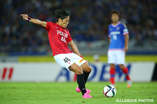 【明治安田Ｊ１ ２ｎｄ 第9節 横浜FMvs浦和】前線へボールを供給する森脇　良太（浦和）（15/22）