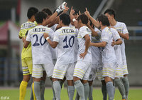 【天皇杯 1回戦 金沢vs今治】円陣を組む今治の選手達