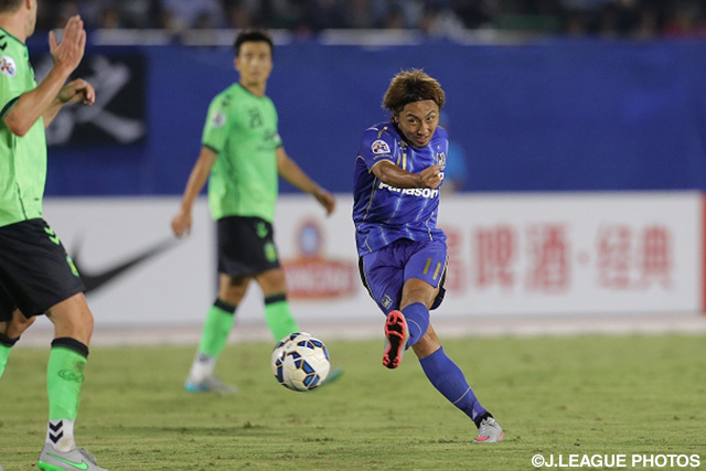 76分に値千金の勝越しゴールを決めた倉田　秋（Ｇ大阪）【ＡＣＬ 準々決勝 第2戦 Ｇ大阪vs全北現代】（6/11）