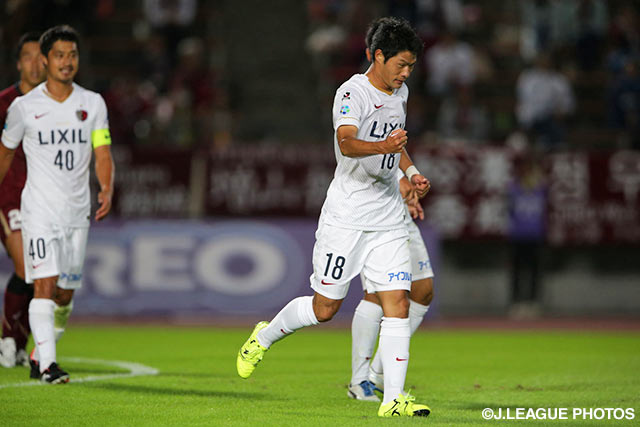 強烈なボレーシュートでリードを2点に広げた赤﨑　秀平（鹿島）【ＹＮＣ 準決勝 第1戦 神戸vs鹿島】（7/15）