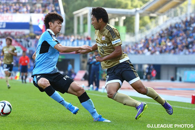 左サイドからドリブル突破を図る伊藤　翔（横浜FM）【明治安田Ｊ１ 2nd 第15節 川崎Ｆvs横浜FM】（7/15）