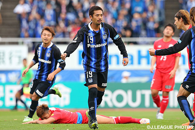 待望の先制点を決めた大森　晃太郎（Ｇ大阪）【明治安田Ｊ１ 2nd 第17節 Ｇ大阪vs山形】（10/15）