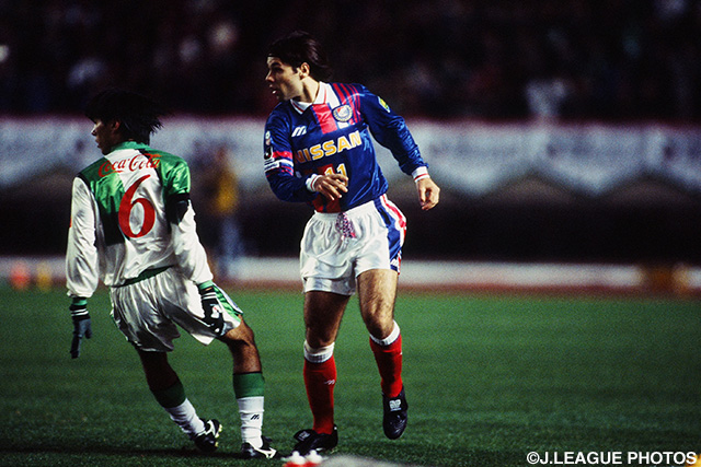 決勝ゴールを挙げたビスコンティ（第1戦）【王者の系譜 1995年 横浜Ｍ】