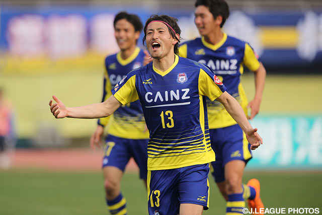 先制ヘッドを決め、チームに勢いをもたらした高橋 駿太（群馬）【明治安田Ｊ２ 第2節 群馬vs金沢】