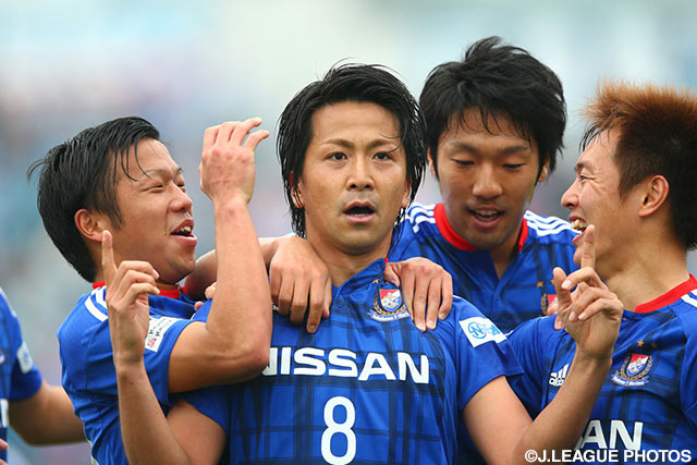 狙い澄ました一撃で勝越し点を決めた中町 公祐（横浜FM）【明治安田Ｊ１ 1st 第4節 横浜FMvs鳥栖】