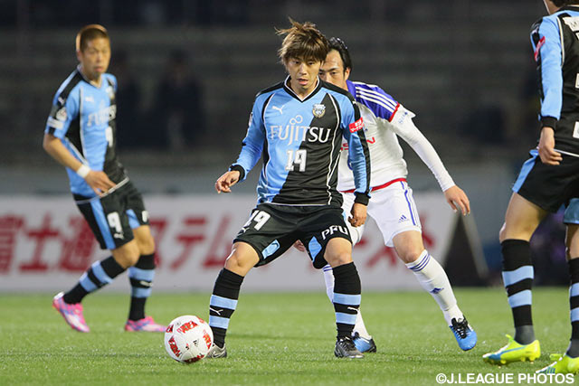 3本のシュートを放ち、ゴールへの積極性を見せた森谷 賢太郎（川崎Ｆ）【ＹＮＣ GS 第1節 川崎Ｆvs横浜FM】