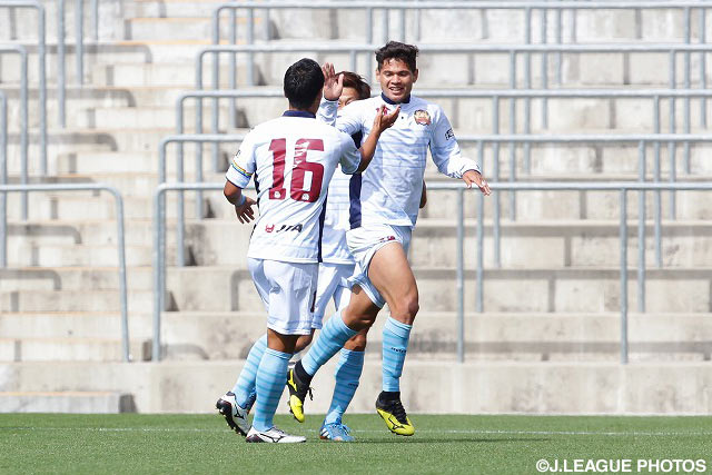 2試合連続で先制点を決めたレオナルド（琉球）【明治安田Ｊ３ 第3節 Ｃ大23vs琉球】