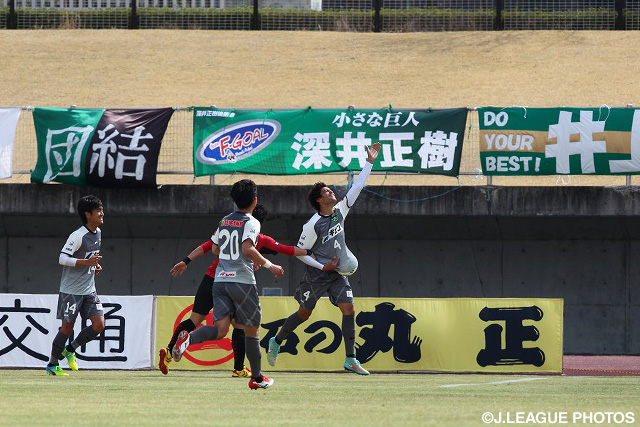 決勝ゴールを決めたルーカス（相模原）【明治安田Ｊ３ 第3節 福島vs相模原】
