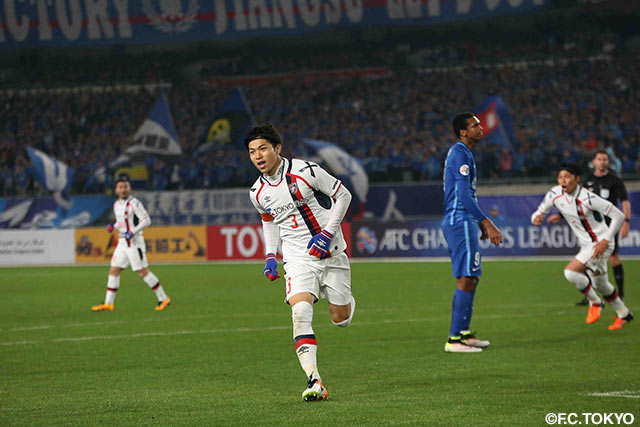 この日の自身2点目となる殊勲の決勝点を決めた森重 真人（FC東京）【ＡＣＬ GS MD4 江蘇蘇寧vsFC東京】