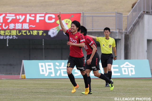 先制点を挙げ、チームに勢いを与えた星 広太（福島）【明治安田Ｊ３ 第4節 福島vs栃木】