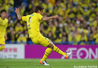 82分にPKをゴール右へ決め、決勝点を挙げた田中 順也（柏）【明治安田Ｊ１ 1st 第6節 柏vsFC東京】