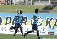 56分に同点ヘッドを決めたエブソン（讃岐）【明治安田Ｊ２ 第10節 讃岐vs北九州】