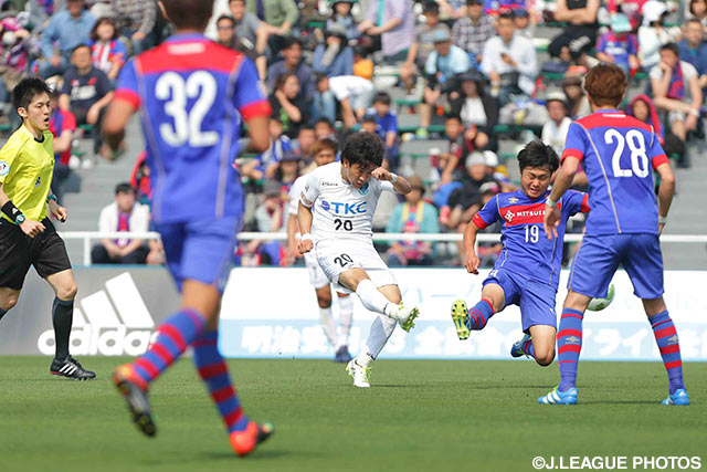 19分に今季初得点となる先制点を決めた山本 大稀（栃木）【明治安田Ｊ３ 第7節 Ｆ東23vs栃木】