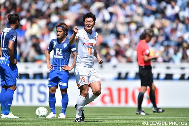 左足で今季初ゴールを決めた横山 知伸（大宮）【明治安田Ｊ１ 1st 第10節 福岡vs大宮】