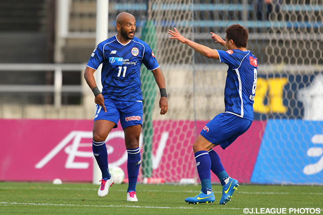 華麗なボレーで第3節以来のゴールを決めたディエゴ（山形）【明治安田Ｊ２ 第12節 山形vs群馬】