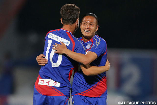 3試合ぶりのゴールとなる先制点を決めた田中 佑昌（甲府）【明治安田Ｊ１ 1st 第12節 甲府vs名古屋】