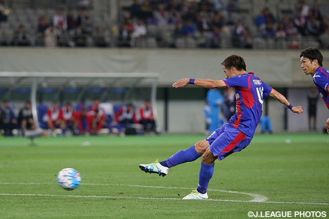 43分に直接FKを決めた水沼 宏太（FC東京） 【ＡＣＬ ラウンド16 第1戦 FC東京vs上海上港】