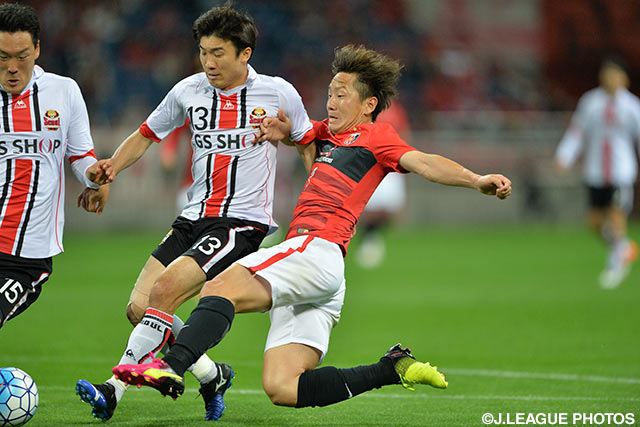 14分に幸先良く先制点を挙げた宇賀神 友弥（浦和）【ＡＣＬ ラウンド16 第1戦 浦和vsFCソウル】