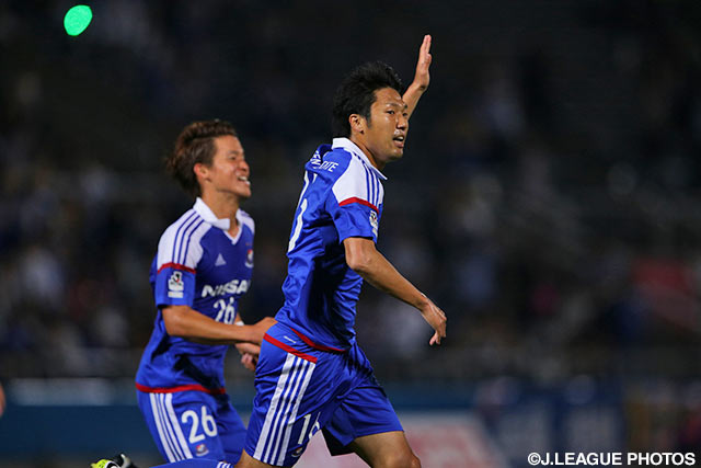 試合終了間際に強烈な一撃で逆転ゴールを奪取した伊藤 翔（横浜FM）【ＹＮＣ GS 第5節 横浜FMvs福岡】