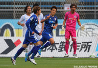 前半終了間際に先制点を挙げた林 陵平（山形）【明治安田Ｊ２ 第18節 山形vs讃岐】