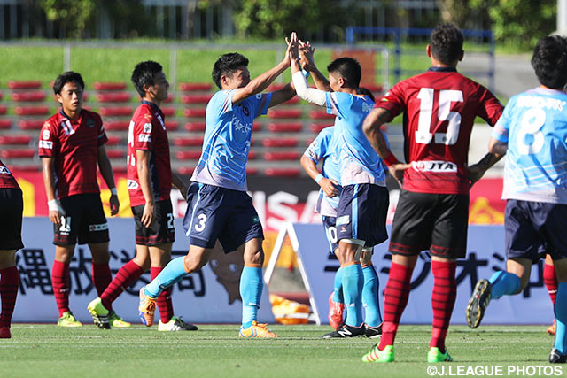 YS横浜の5試合ぶりの得点となる決勝点を決めた宗近 慧（#3）【明治安田Ｊ３ 第13節 琉球vsYS横浜】