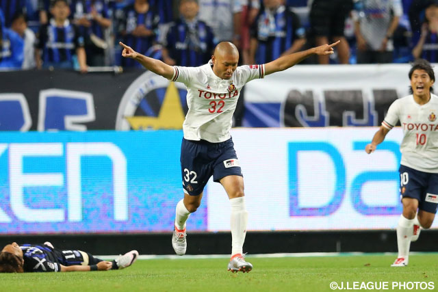 先制点を含む2得点を挙げた川又 堅碁（名古屋）【明治安田Ｊ１ 1st 第17節 Ｇ大阪vs名古屋】