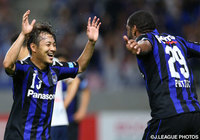 パトリックの落としから鋭いシュートを決めた阿部 浩之（Ｇ大阪）【明治安田Ｊ１ 1st 第17節 Ｇ大阪vs名古屋】