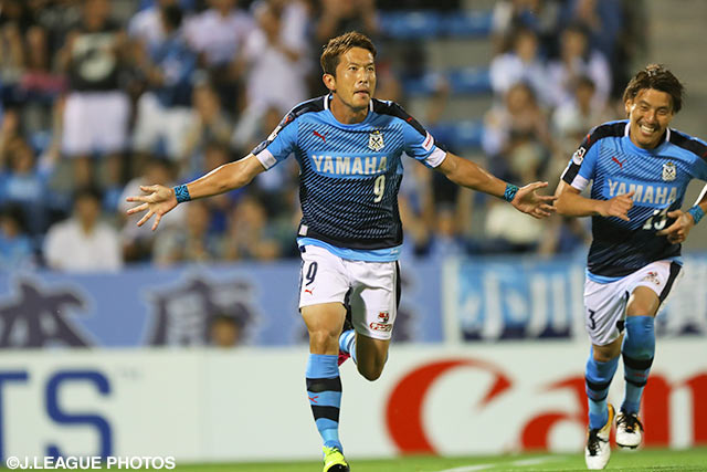 古巣ゴールに豪快な一撃を決め、リードを広げた太田 吉彰（磐田9）【明治安田Ｊ１ 1st 第17節 磐田vs仙台】