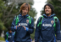 同じオーバーエイジ組となる興梠 慎三（浦和）との日本代表トレーニングキャンプでの一コマ【藤春 廣輝：U-23日本代表】